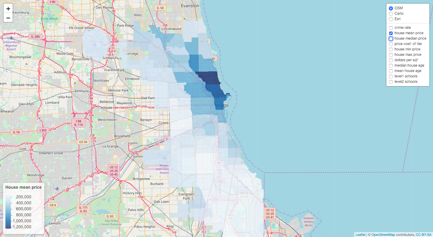 map of community mean prices
